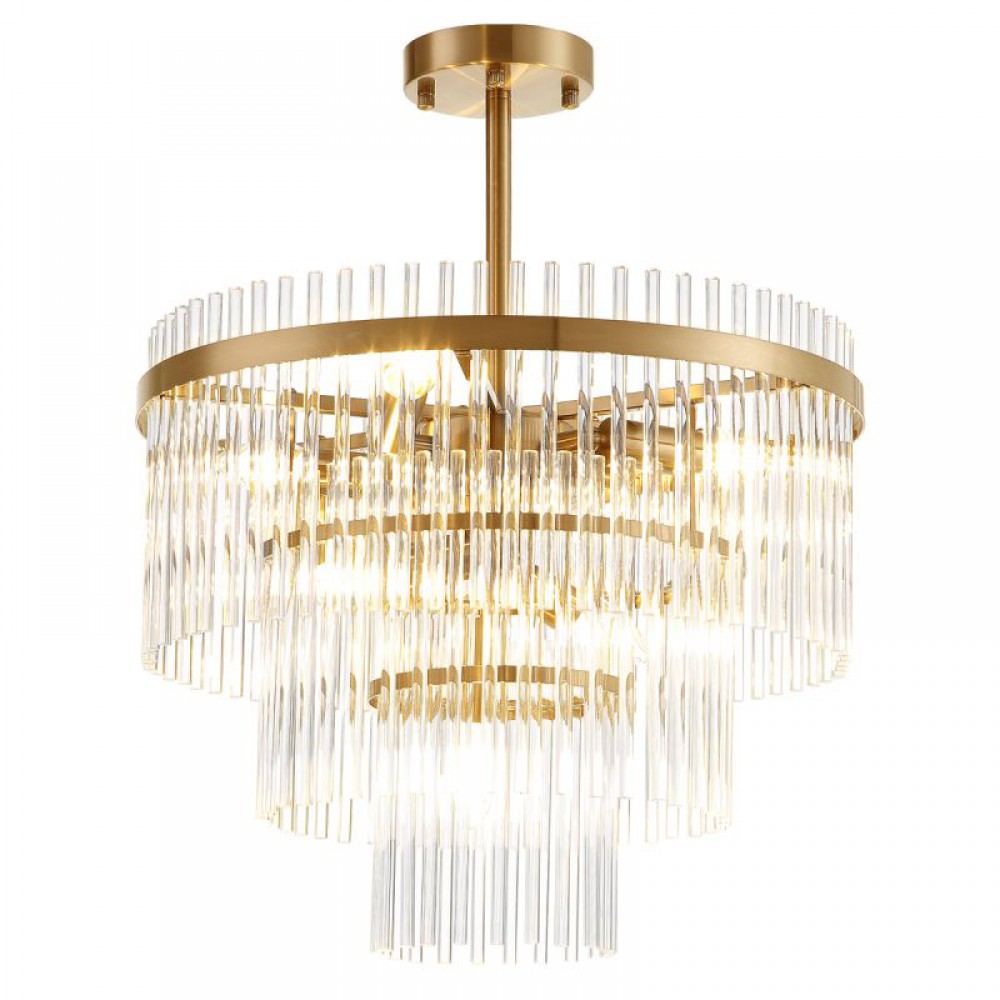 Φωτιστικό Οροφής Από Γυαλί Διάφανο-Χρυσό 7x E14 Sabrina - Viokef