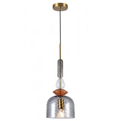 Κρεμαστό Μονόφωτο Φωτιστικό Από Γυαλί Φυμέ 1xE27 Gloria - Viokef