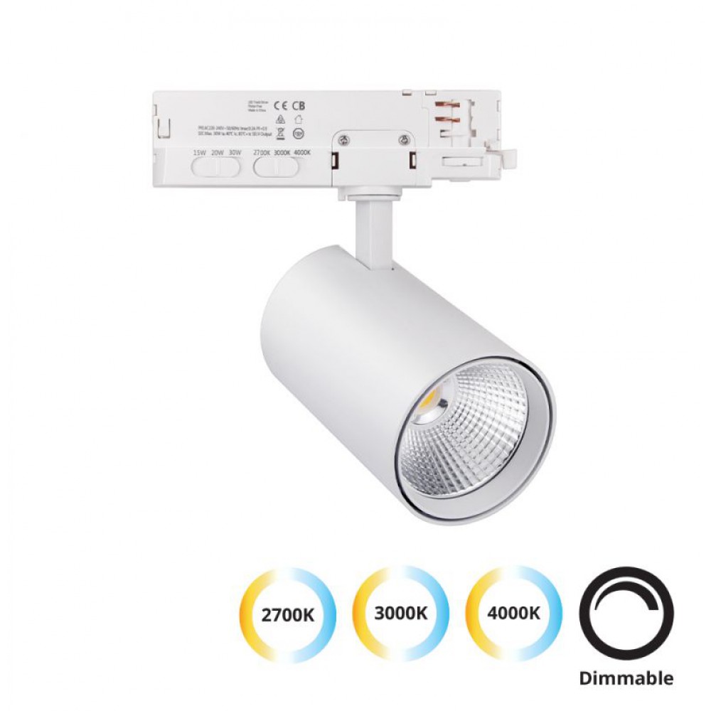 Σποτ Track 15/20/30W Λευκό CRI93 Kento - VIOKEF