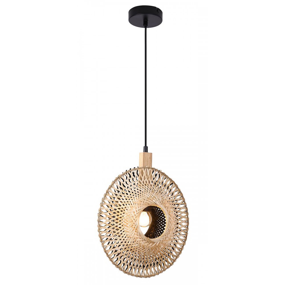 Κρεμαστό Μονόφωτο Φωτιστικό Από Bamboo 1xE27 Ilanga-Viokef