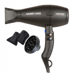 Handy 6000 Superpower Black 6000 Line - Επαγγελματικό Πιστολάκι Μαλλιών Με 2 Στόμια & Φυσούνα 2500 W