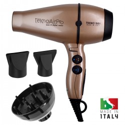 TeknoAirPro Champagne Ultra Ionic Line - Επαγγελματικό Πιστολάκι Μαλλιών Με 2 Στόμια & Φυσούνα 2650 W