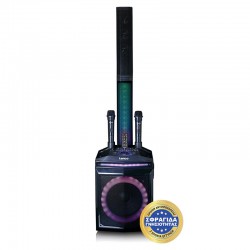 PA-220BK - Party Σύστημα Karaoke Με Bluetooth, Aποσπώμενη Μπάρα Led & 2 Ασύρματα Μικρόφωνα Μαύρο