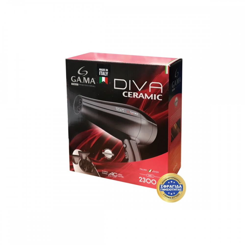 DIVA CERAMIC - Επαγγελματικό Πιστολάκι Μαλλιών Με Φυσούνα 2300 W