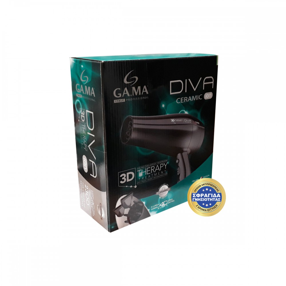 DIVA CERAMIC 3D - Επαγγελματικό Πιστολάκι Μαλλιών Με Φυσούνα 2300 W