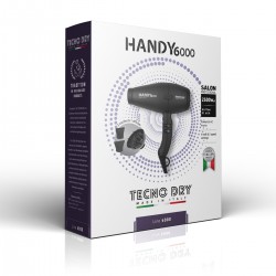 Handy 6000 Superpower Black 6000 Line - Επαγγελματικό Πιστολάκι Μαλλιών Με 2 Στόμια & Φυσούνα 2500 W