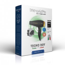 TeknoAirPro Black Ultra Ionic Line - Επαγγελματικό Πιστολάκι Μαλλιών Με 2 Στόμια & Φυσούνα 2650 W