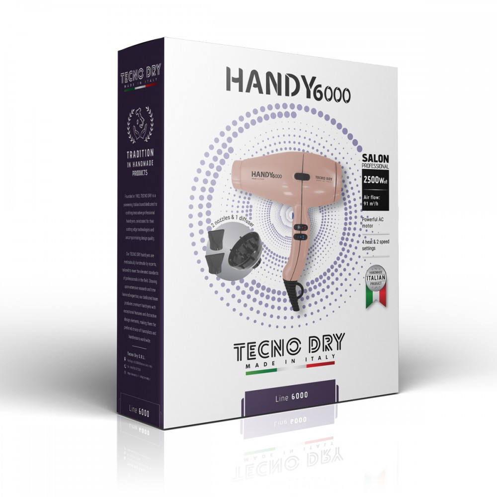 Handy 6000 Superpower Pink 6000 Line - Επαγγελματικό Πιστολάκι Μαλλιών Με 2 Στόμια 2400 W