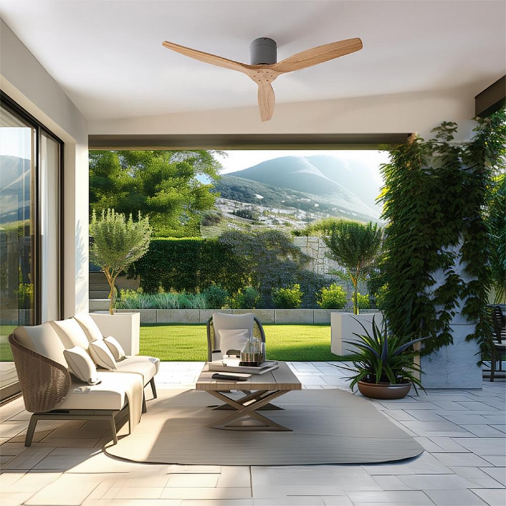 ENERGYSILENCE AERO 5500 AQUA IRONLIGHTWOODCONNECTED 08522 - Ανεμιστήρας Οροφής Wi-Fi IP44 με Τηλ/ριο 40W