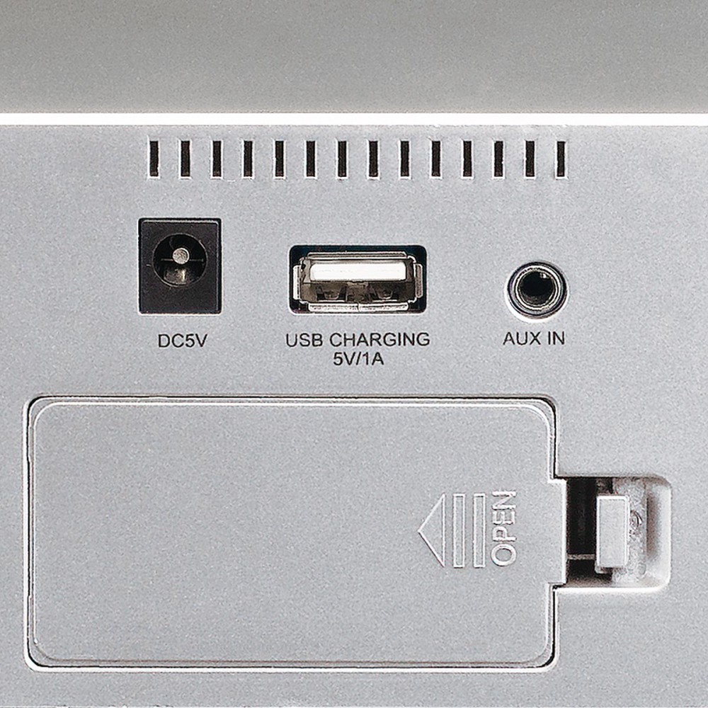 CR-520 SILVER - Ψηφιακό Ρολόι Επιτραπέζιο Με Ξυπνητήρι, Ραδιόφωνο & Ενσύρματη USB Φόρτιση Ασημί
