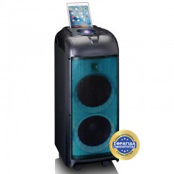 PA-260BK - Party Σύστημα Karaoke Με Bluetooth, Led Φωτισμό, 2 Ασύρματα Μικρόφωνα & Διάρκεια Μπαταρίας Έως 12 Ώρες Μαύρο