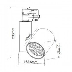 Λευκό Σποτ Ράγας LED 30W 4 Καλωδίων Σε Θερμό Λευκό Φώς (3000Κ) RONDE ACA