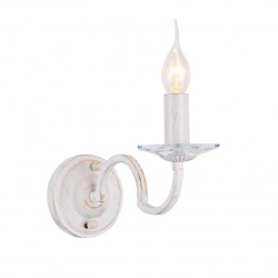 Επίτοιχο Φωτιστικό Σε Λευκό Πατίνα Με Αντικέ Χρυσές Λεπτομέριες Και Κρύσταλλο 1xE14 