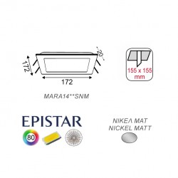 14W LED SMD Τετράγωνο Χωνευτό Slim Panel Σε Νίκελ Ματ Χρώμα 120º 230V IP44 MARA ACA