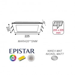 20W LED SMD Τετράγωνο Χωνευτό Slim Panel Σε Νίκελ Ματ Χρώμα 120º 230V IP44 MARA ACA