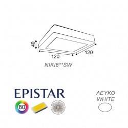 8W LED SMD Τετράγωνο Slim Panel Σε Λευκό Χρώμα 120º 230V IP44 NIKI-ALPI ACA