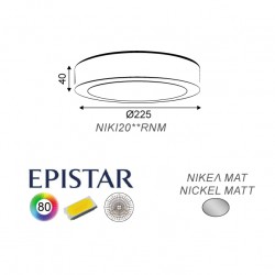 20W LED SMD Στρογγυλό Slim Panel Σε Νίκελ Ματ Χρώμα 120º 230V IP44 NIKI-ALPI ACA