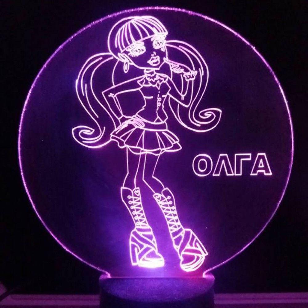 LED Φωτιστικό Χαραγμένο Plexiglass Με Σχέδιο Κορίτσι Με Διακόπτη ON/OFF AlphaLed