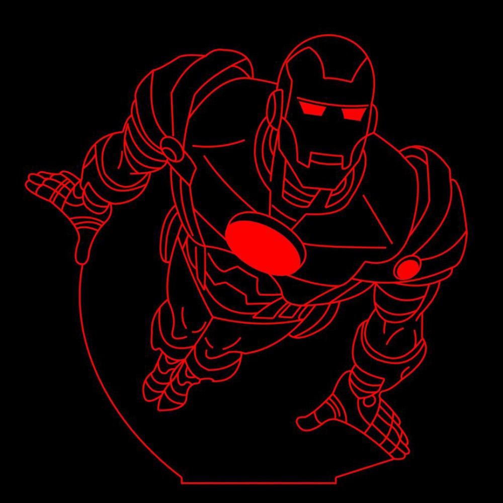 LED Φωτιστικό Χαραγμένο Plexiglass Με Σχέδιο Iron Man Με Διακόπτη ON/OFF AlphaLed