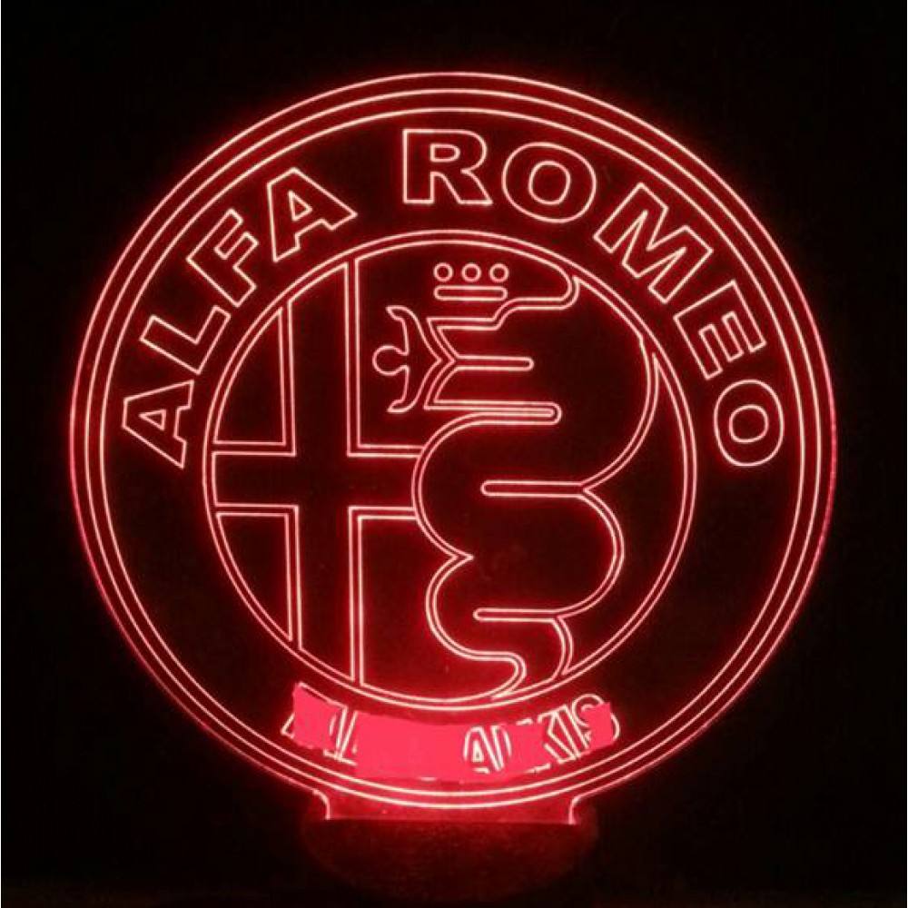 LED Φωτιστικό Χαραγμένο Plexiglass Με Σχέδιο Auto Alfa Romeo Με Διακόπτη ON/OFF AlphaLed