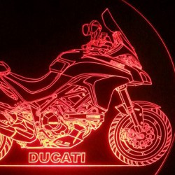 LED Φωτιστικό Χαραγμένο Plexiglass Με Σχέδιο Moto Ducati Με Διακόπτη ON/OFF AlphaLed