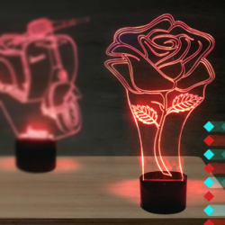 LED Φωτιστικό Χαραγμένο Plexiglass Με Σχέδιο Τριαντάφυλλο Με Διακόπτη ON/OFF AlphaLed