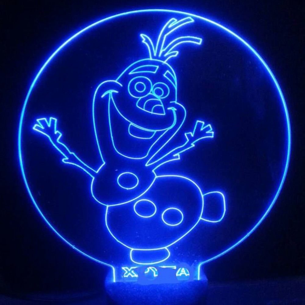 LED Φωτιστικό Χαραγμένο Plexiglass Με Σχέδιο Frozen Snowman Με Διακόπτη ON/OFF AlphaLed