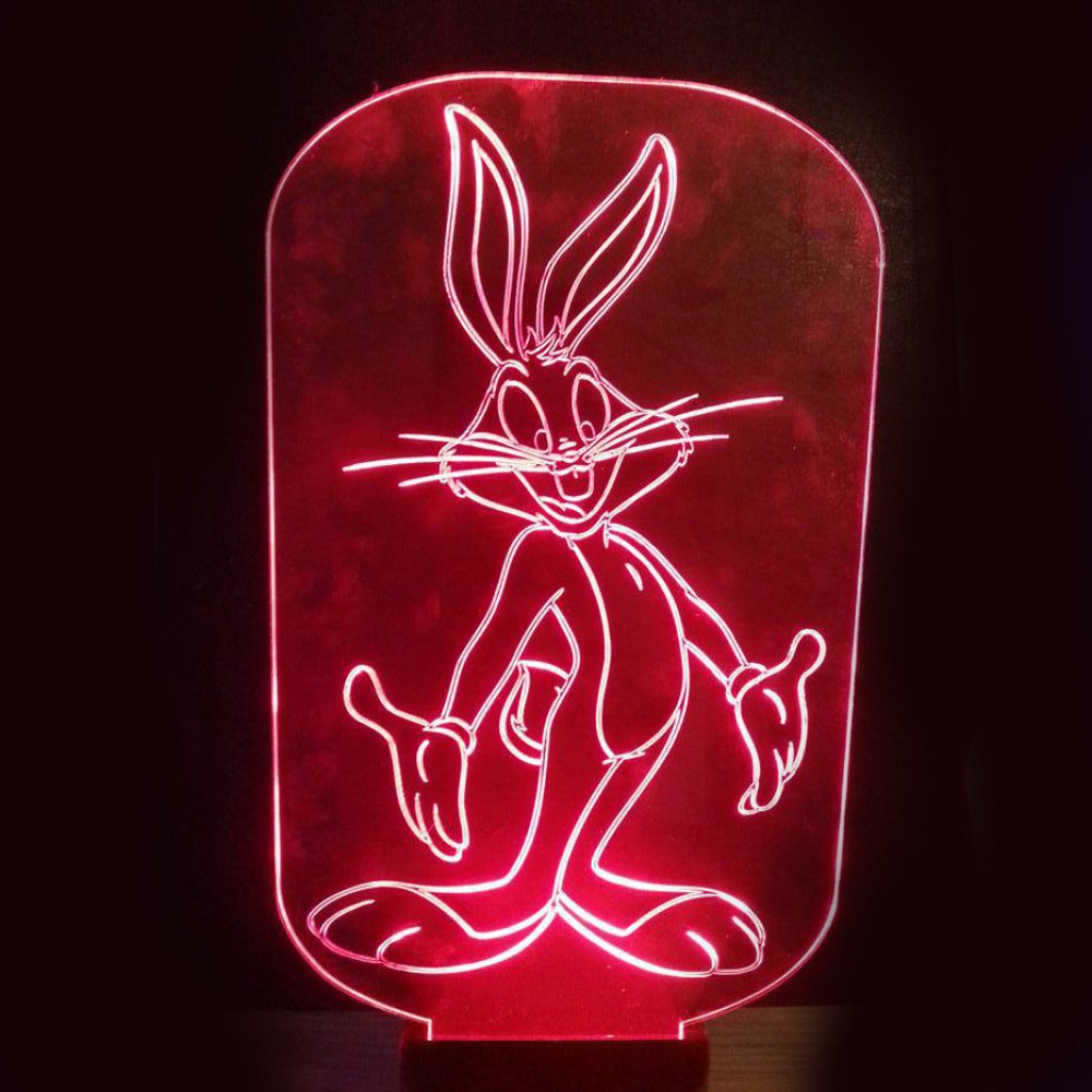 LED Φωτιστικό Χαραγμένο Plexiglass Με Σχέδιο Bugs Bunny Με Διακόπτη ON/OFF AlphaLed