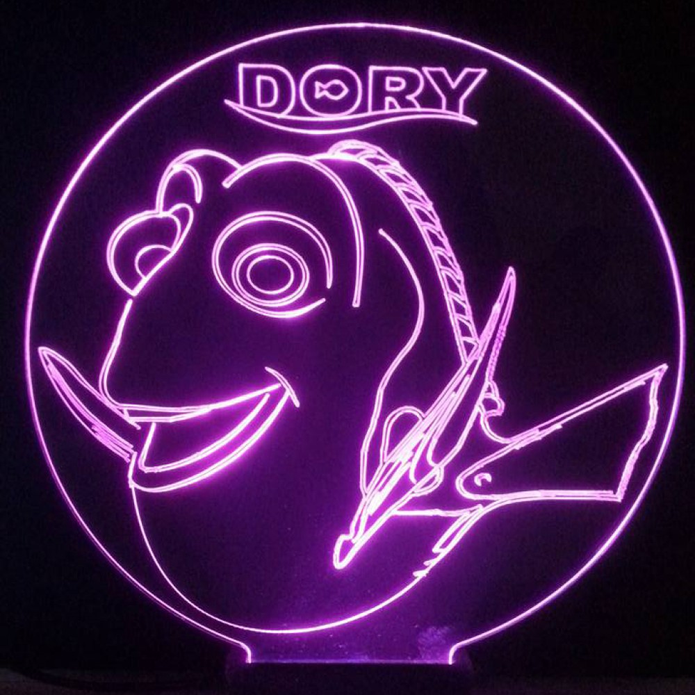 LED Φωτιστικό Χαραγμένο Plexiglass Με Σχέδιο Finding Dory Με Διακόπτη ON/OFF AlphaLed