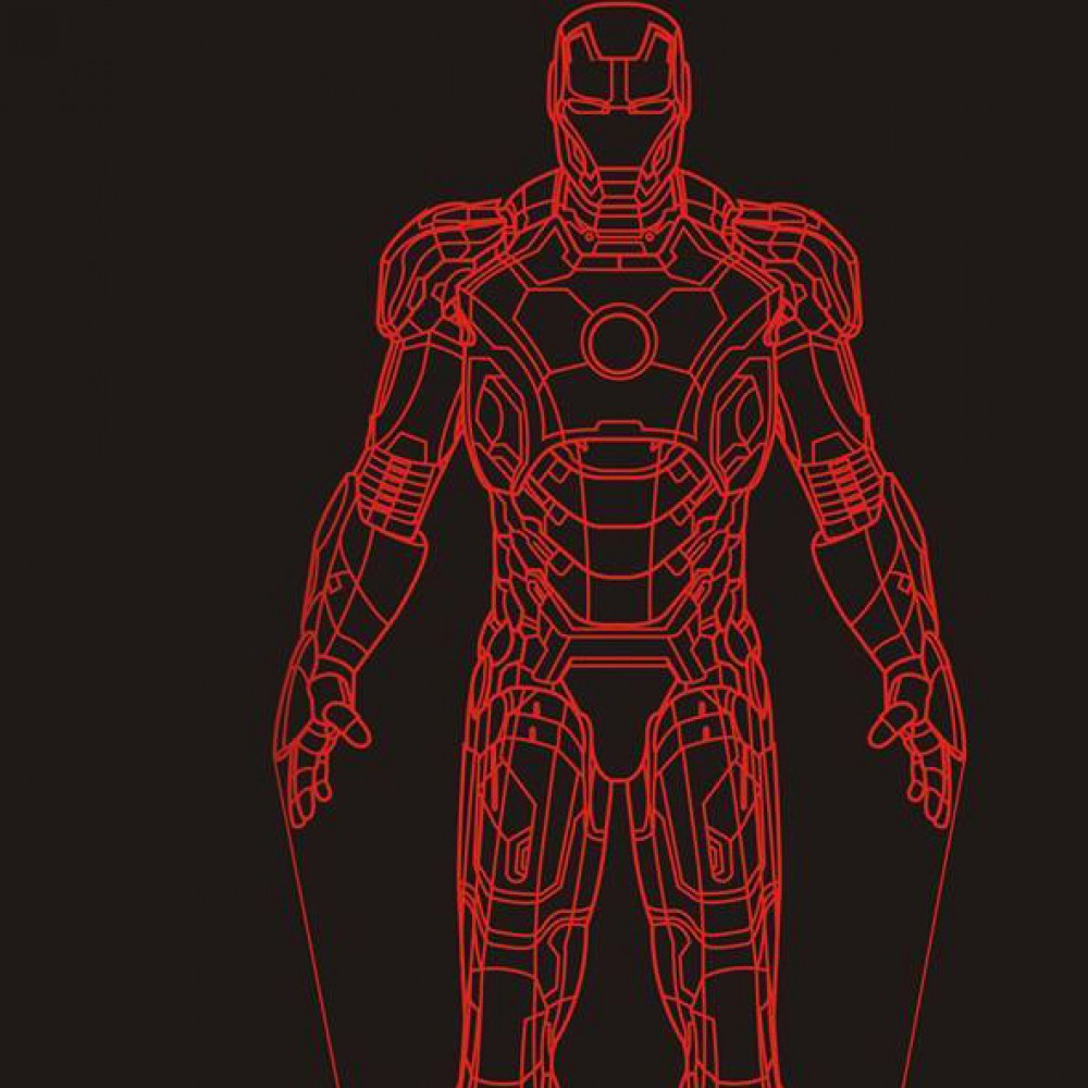 LED Φωτιστικό Χαραγμένο Plexiglass Με Σχέδιο Superheroes Ironman Με Διακόπτη ON/OFF AlphaLed