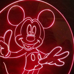 LED Φωτιστικό Χαραγμένο Plexiglass Με Σχέδιο Mickey Mouse Με Διακόπτη ON/OFF AlphaLed