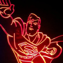 LED Φωτιστικό Χαραγμένο Plexiglass Με Σχέδιο Superheroes Superman Με Διακόπτη ON/OFF AlphaLed