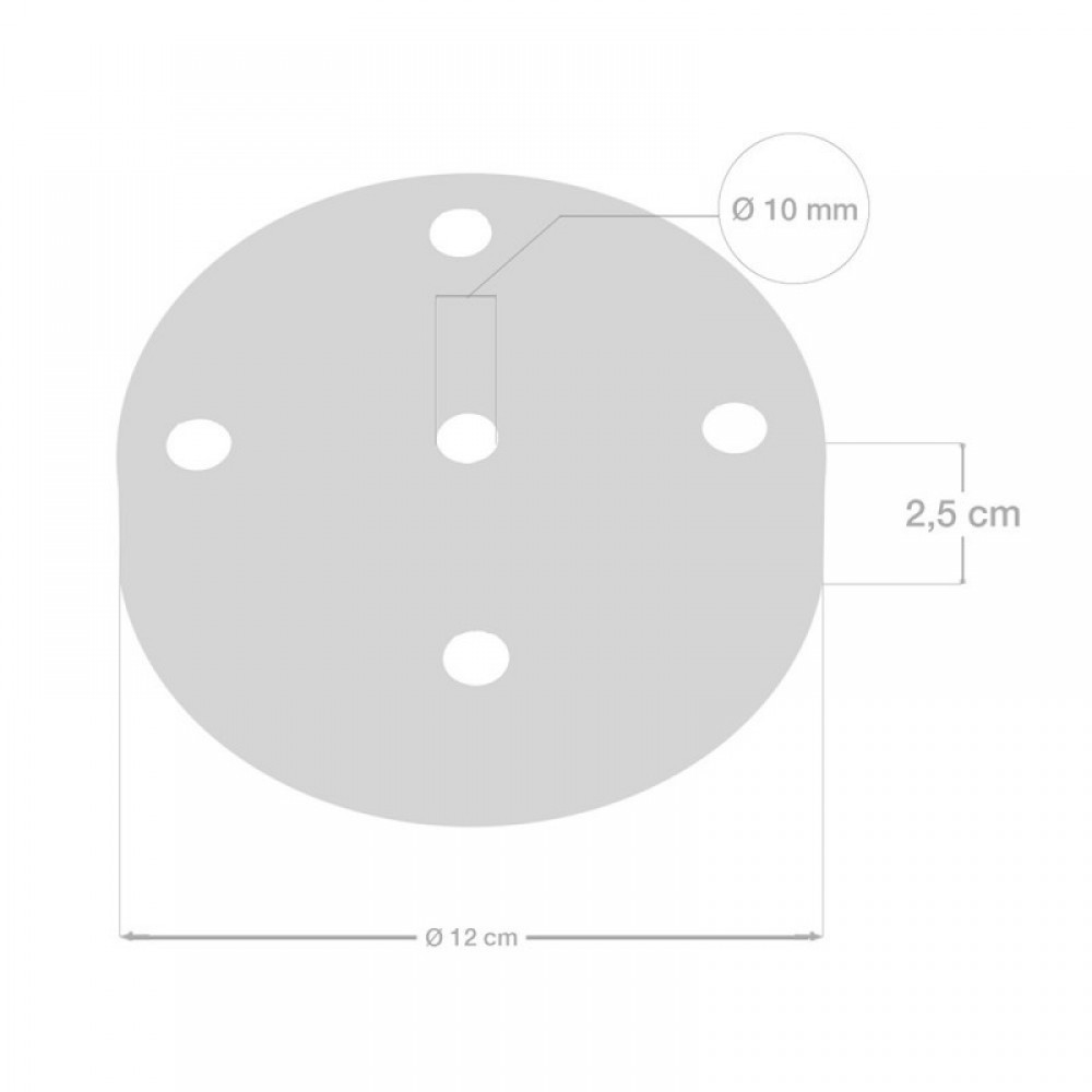 Ροζέτα Πλακέ Μεταλλική Με 5 Τρύπες Και 5 Στηρίγματα Καλωδίου 120mm - Χαλκό (Ροζ-Χρυσό)