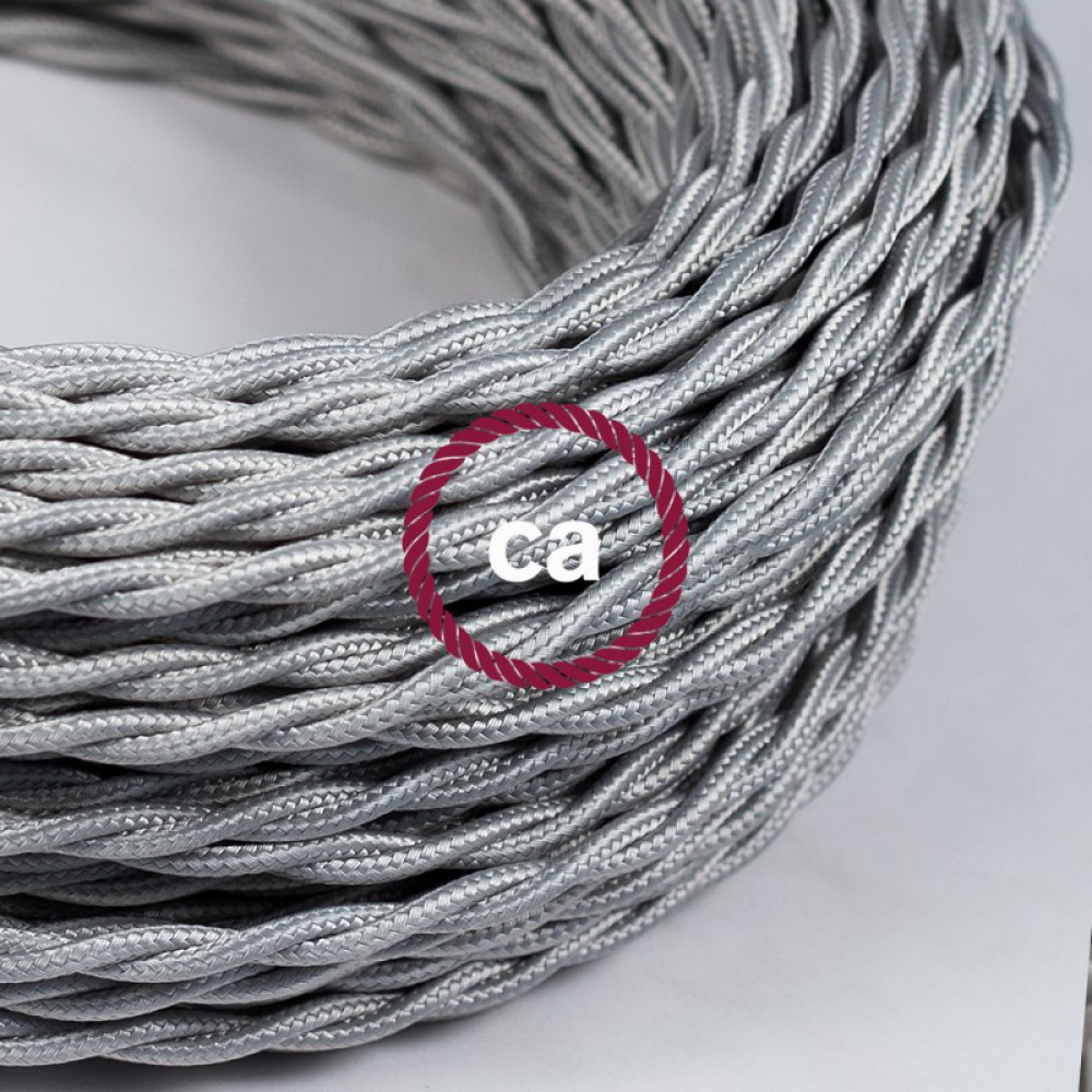 Υφασμάτινο Καλώδιο Ασημί Στριφτό