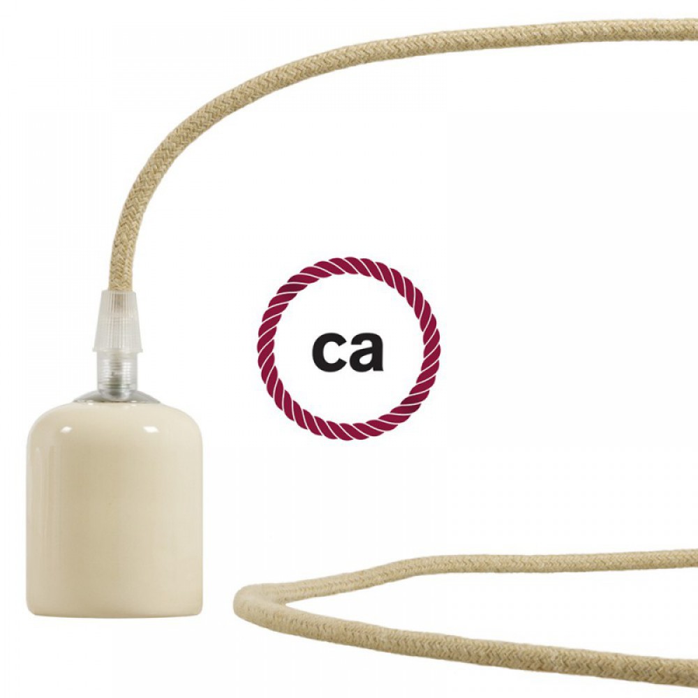 Στρογγυλό Υφασμάτινο καλώδιο από φυσική Τριχιά RN06 Creative Cables 2x0,75