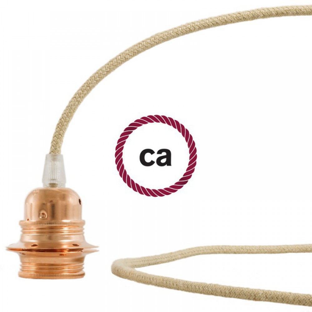 Στρογγυλό Υφασμάτινο καλώδιο από φυσική Τριχιά RN06 Creative Cables 2x0,75