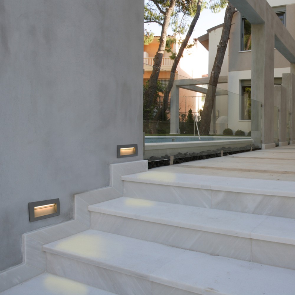 LED Εξωτερικό Χωνευτό Φωτιστικό Τοίχου 3W SMD Αλουμινίου 70x140 SEDNA FARO