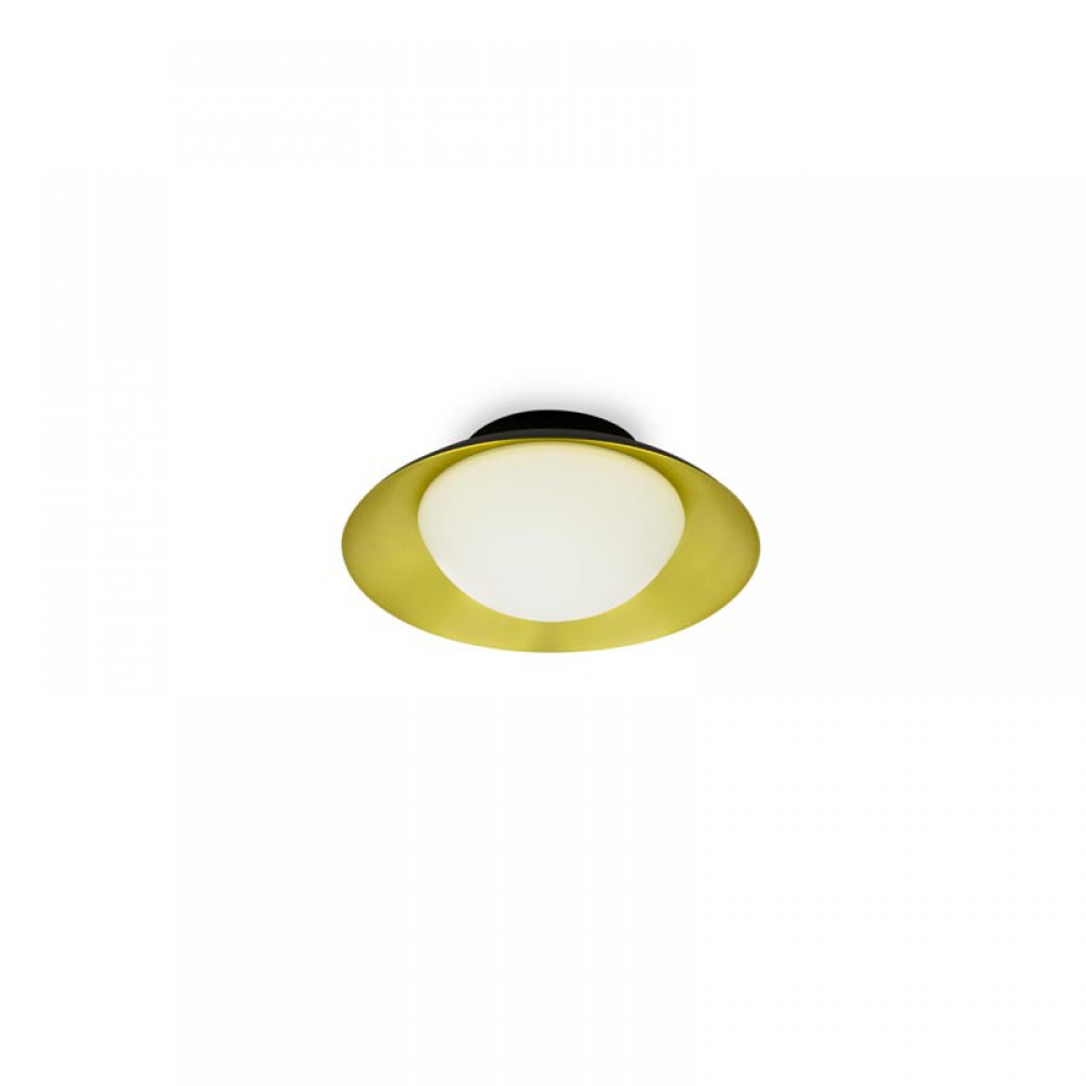 Μεταλλικό Φωτιστικό Οροφής Με Οπάλ Διαχύτη Σε Μαύρο Χρυσό Χρώμα Ø200 1xG9 SIDE FARO