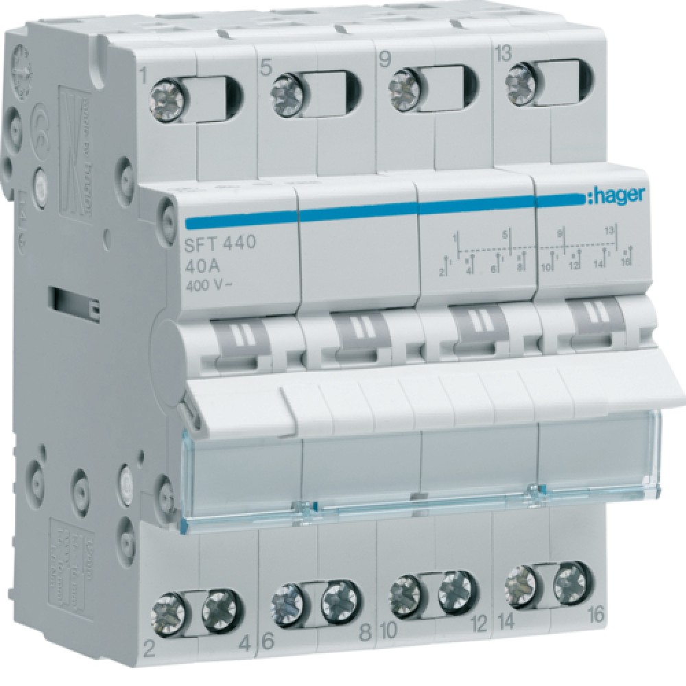 Διακόπτης Ράγας 4P 40A 250V Hager