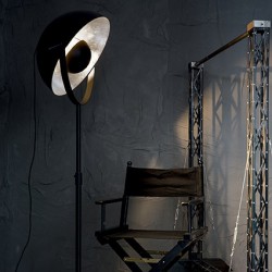 Μεταλλικό Φωτιστικό Δαπέδου Με Καμπάνα Σε Μαύρο Φινιρισμά Και Εσωτερικό Σε Ασημί Χρώμα 1xE27 STAGE IDEAL LUX