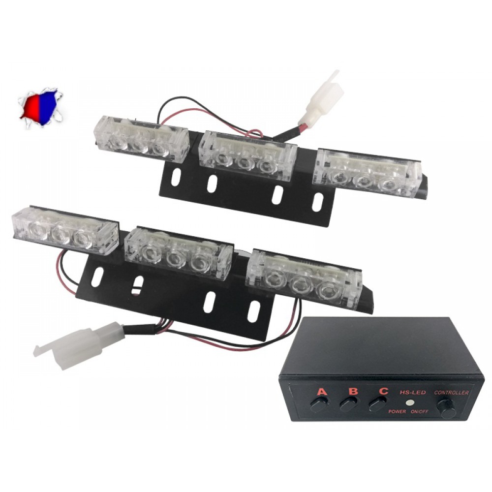 Φώτα Αστυνομίας LED 2 x 3 12 Volt DC Μπλε & Κόκκινο Εξωτερικά