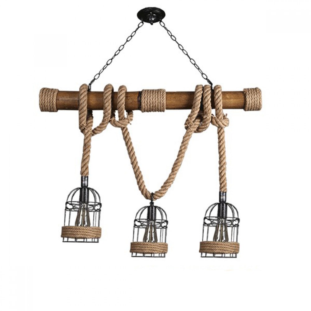 Vintage Φωτιστικό Οροφής Lilo από Bamboo ROPE 3XE27 Globostar