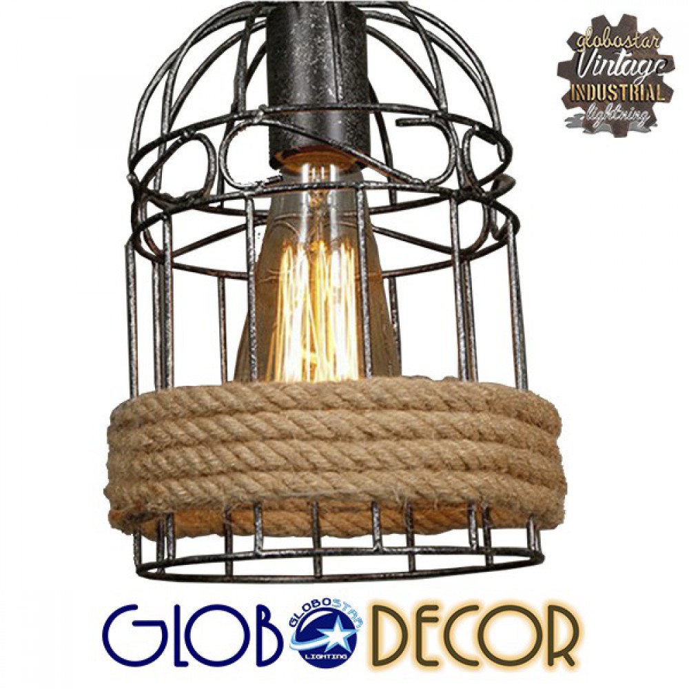 Vintage Φωτιστικό Οροφής Lilo από Bamboo ROPE 3XE27 Globostar