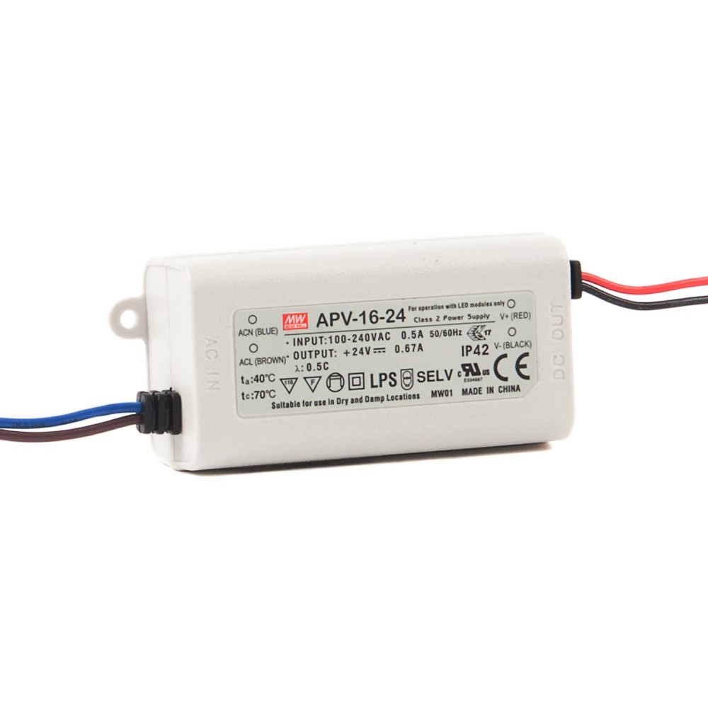 16W Πλαστικό Τροφοδοτικό 24V 0.67A MeanWell