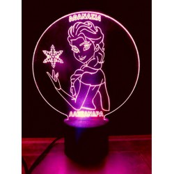 LED Φωτιστικό Χαραγμένο Plexiglass Με Σχέδιο Elsa Princess Frozen Με Διακόπτη ON/OFF AlphaLed