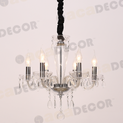 Μεταλλικό Φωτιστικό Πολυέλαιος Σε Χρώμιο Με Διάφανο Γυαλί 6xE14 ACA 