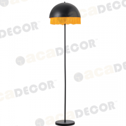 Μεταλλικό Φωτιστικό Δαπέδου Μαύρο Με Σκούρα Κίτρινα Κρόσσια Ø400 2xE27 Aca