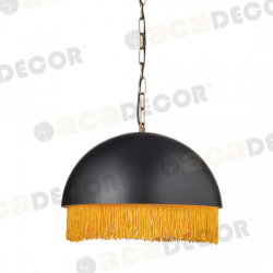 Μεταλλικό Κρεμαστό Φωτιστικό Μαύρο Με Σκούρα Κίτρινα Κρόσσια Ø400 1xE27 Aca