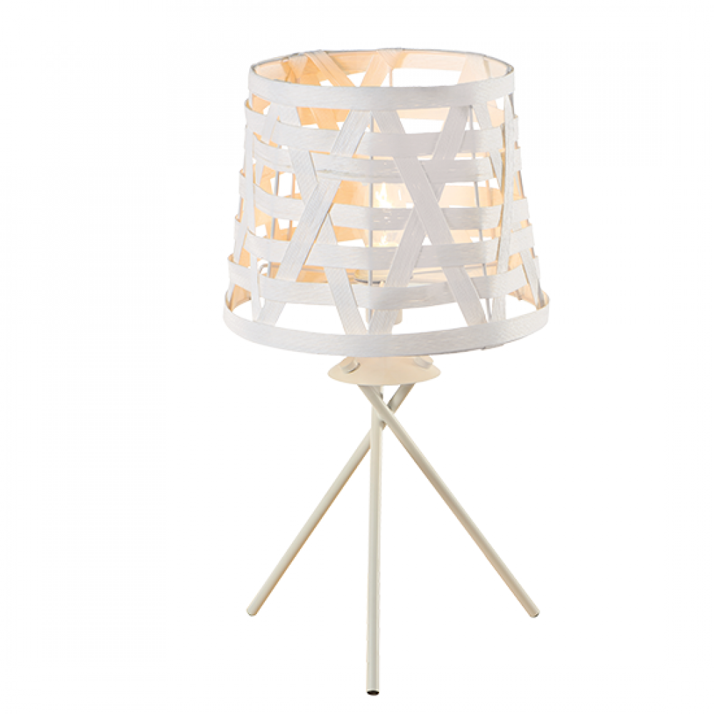 Μεταλλικό Επιτραπέζιο Φωτιστικό Με Καπέλο Από Σπάγγο Σε Δύο Χρώματα 1xE14 ACA