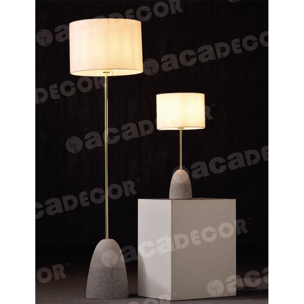 Φωτιστικό Επιτραπέζιο Γκρι Από Πηλό Με Χρυσές Μεταλλικές Λεπτομέρειες 1xE27 Aca